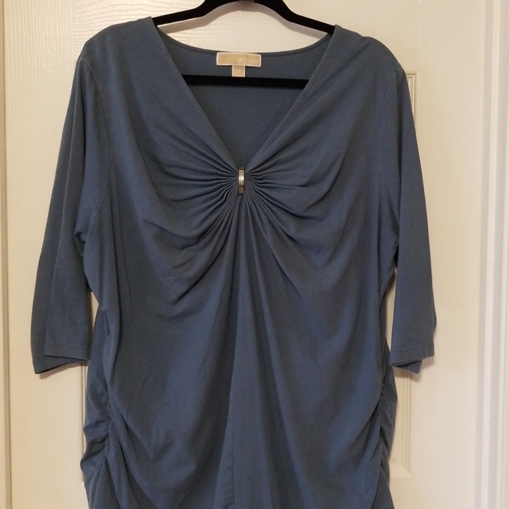 Michael Michael Kors Gathered Ruched 3/4 Shirt